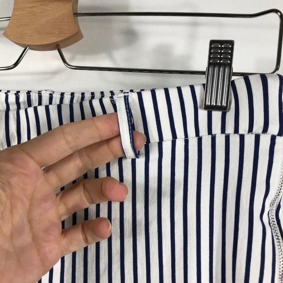 Jules Leopold Crop Pants Womens Medium Striped Navy Blue Pull On Stretch Ankle - Picture 3 of 10